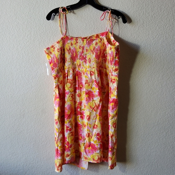 Old Navy New Floral Fit & Flare Tie Shoulder Mini Cami Dress Yellow Size XL - Picture 6 of 10